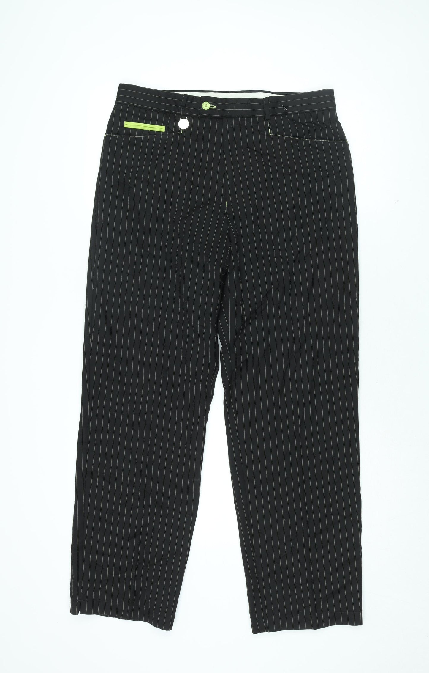 Stromberg Mens Black Striped Polyester Dress Pants Trousers Size 34 in L31 in Regular Zip