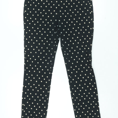 Mango Womens Black Polka Dot Viscose Trousers Size 12 L28.5 in Regular Zip