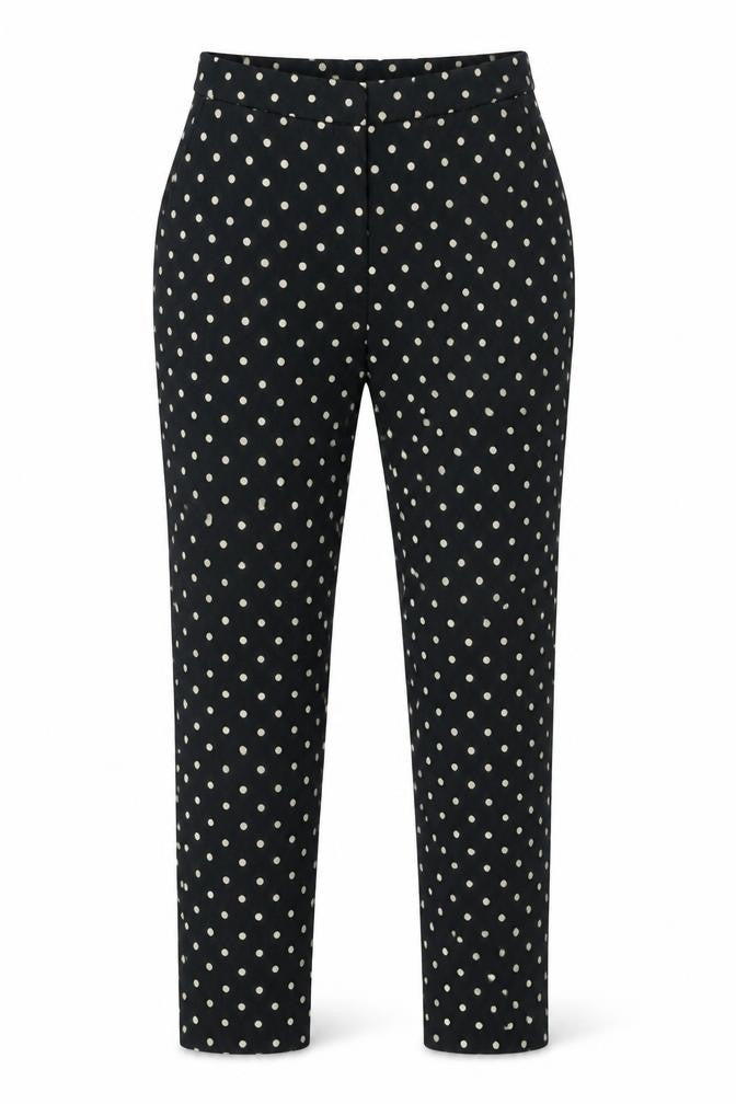 Mango Womens Black Polka Dot Viscose Trousers Size 12 L28.5 in Regular Zip