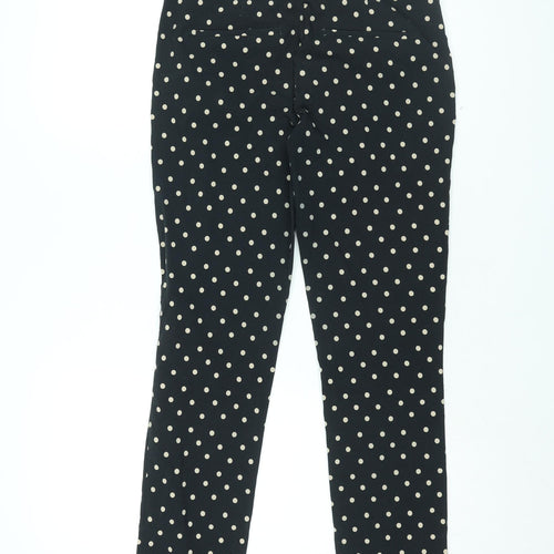 Mango Womens Black Polka Dot Viscose Trousers Size 12 L28.5 in Regular Zip