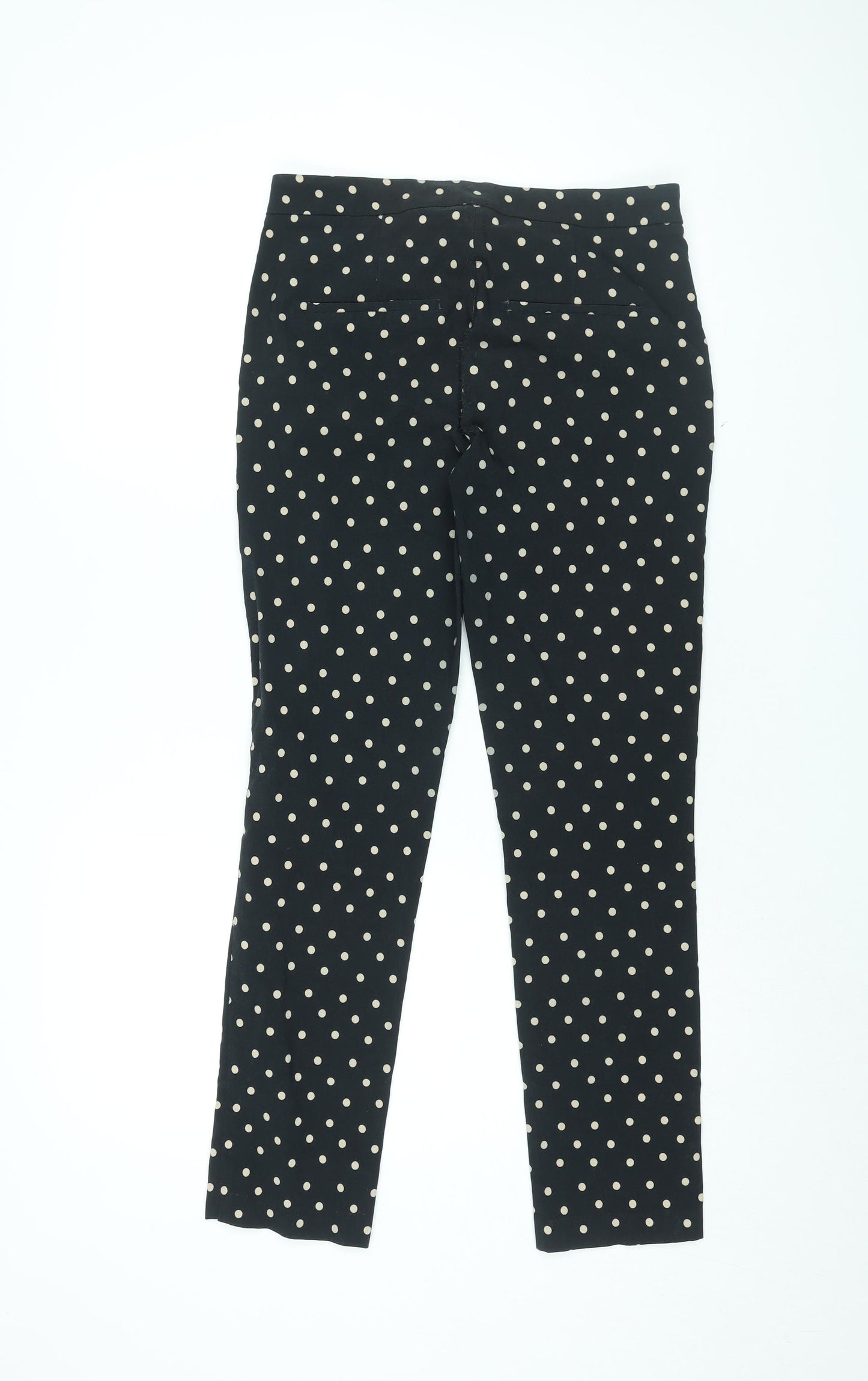 Mango Womens Black Polka Dot Viscose Trousers Size 12 L28.5 in Regular Zip