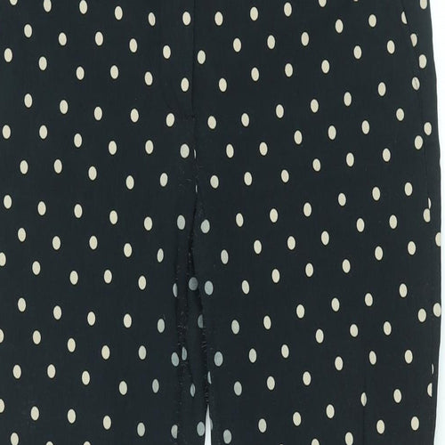 Mango Womens Black Polka Dot Viscose Trousers Size 12 L28.5 in Regular Zip