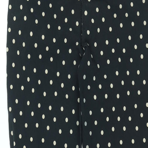 Mango Womens Black Polka Dot Viscose Trousers Size 12 L28.5 in Regular Zip