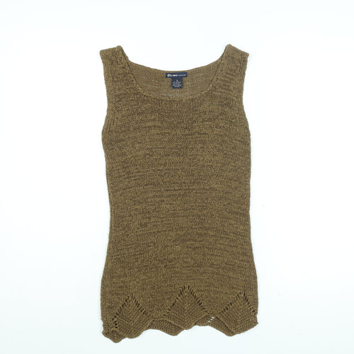 Bisou Jeans Womens Brown Acrylic Basic T-Shirt Size S Round Neck