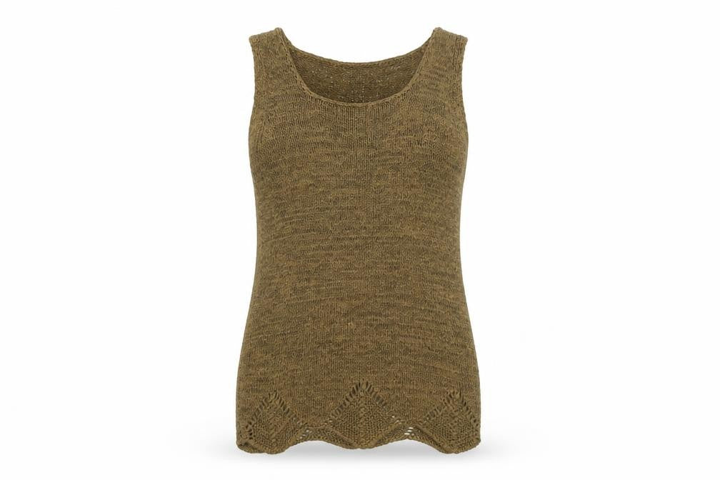 Front view of Bisou Jeans women’s brown acrylic basic t-shirt, size S, round neck