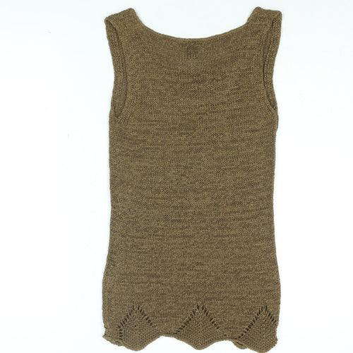 Bisou Jeans Womens Brown Acrylic Basic T-Shirt Size S Round Neck