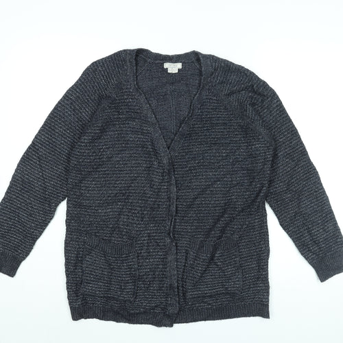 Fat Face Womens Blue V-Neck Viscose Cardigan Jumper Size 12