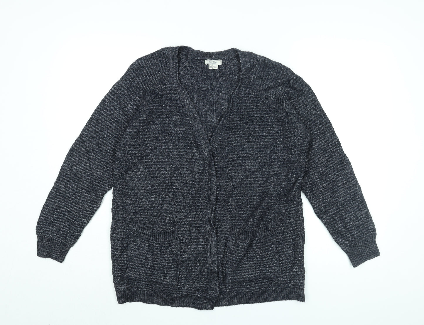 Fat Face Womens Blue V-Neck Viscose Cardigan Jumper Size 12