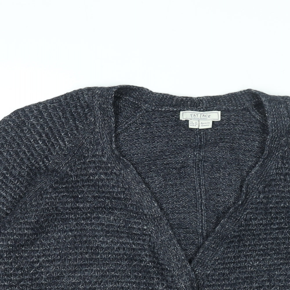 Fat Face Womens Blue V-Neck Viscose Cardigan Jumper Size 12