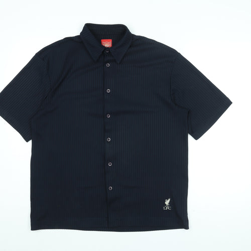 Liverpool FC Mens Blue Cotton Button-Up Size M Collared Button