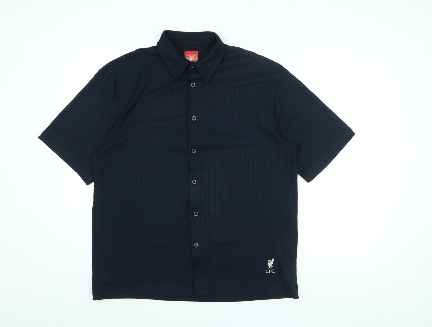 Liverpool FC Mens Blue Cotton Button-Up Size M Collared Button