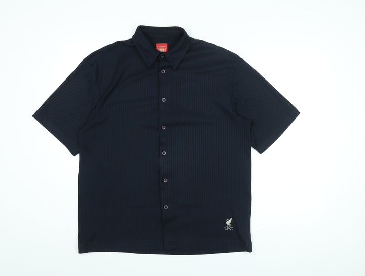 Liverpool FC Mens Blue Cotton Button-Up Size M Collared Button