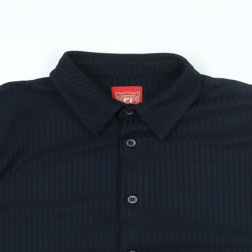 Liverpool FC Mens Blue Cotton Button-Up Size M Collared Button