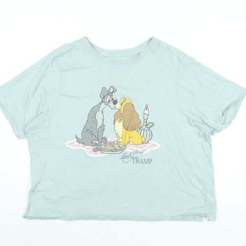 Disney Womens Blue Cotton Basic T-Shirt Size 18 Round Neck - Lady and the Tramp, Size 18-20