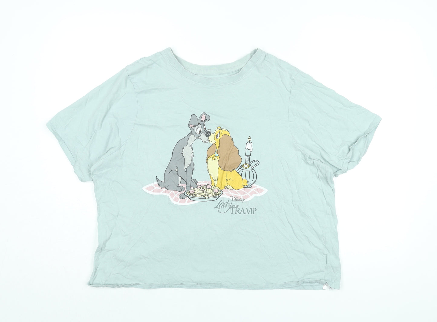 Disney Womens Blue Cotton Basic T-Shirt Size 18 Round Neck - Lady and the Tramp, Size 18-20