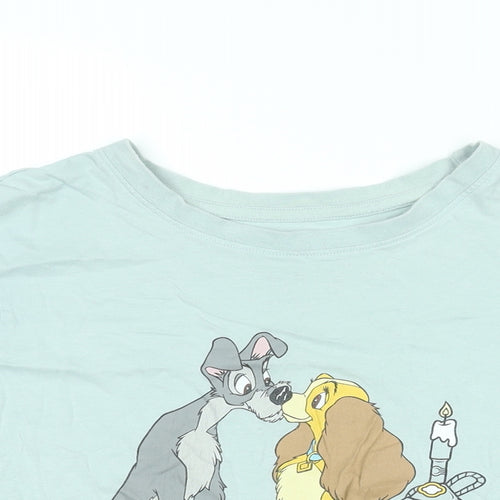 Disney Womens Blue Cotton Basic T-Shirt Size 18 Round Neck - Lady and the Tramp, Size 18-20