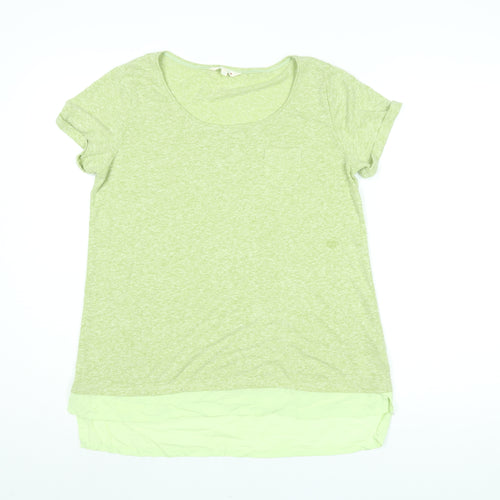 White Stuff Womens Green Polyester Basic T-Shirt Size 14 Round Neck