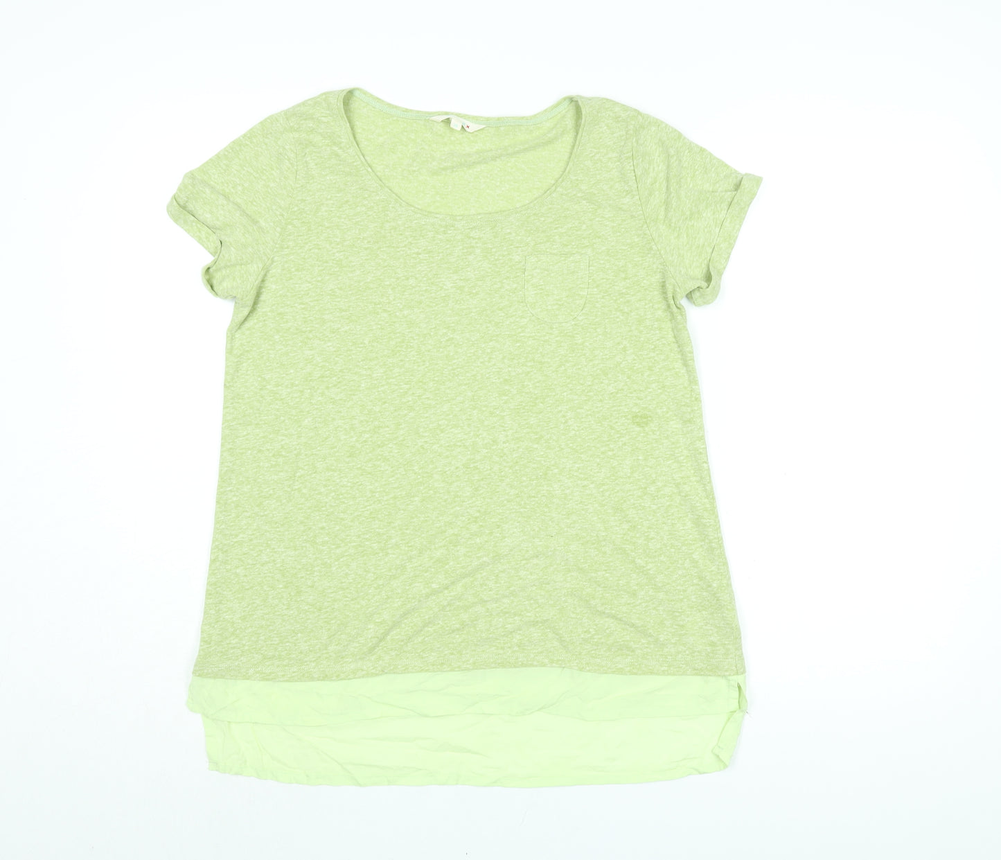 White Stuff Womens Green Polyester Basic T-Shirt Size 14 Round Neck