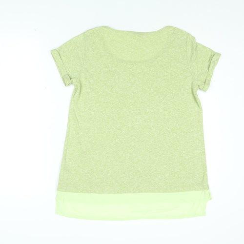 White Stuff Womens Green Polyester Basic T-Shirt Size 14 Round Neck