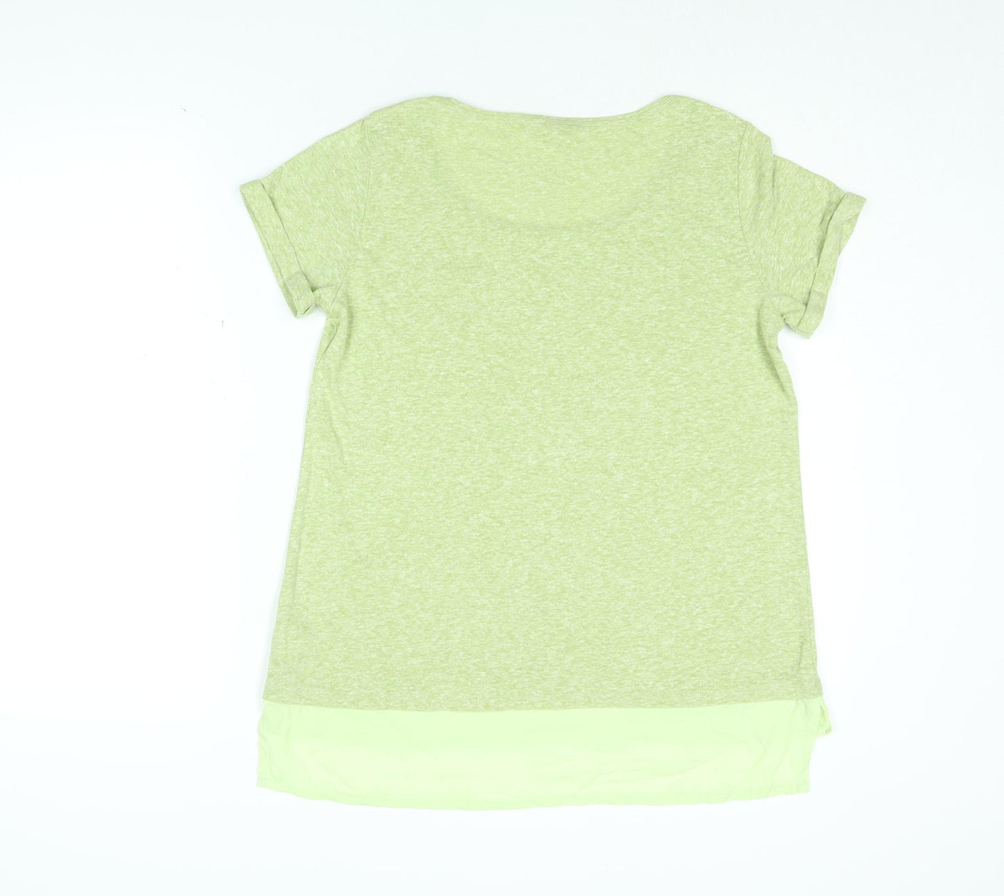 White Stuff Womens Green Polyester Basic T-Shirt Size 14 Round Neck