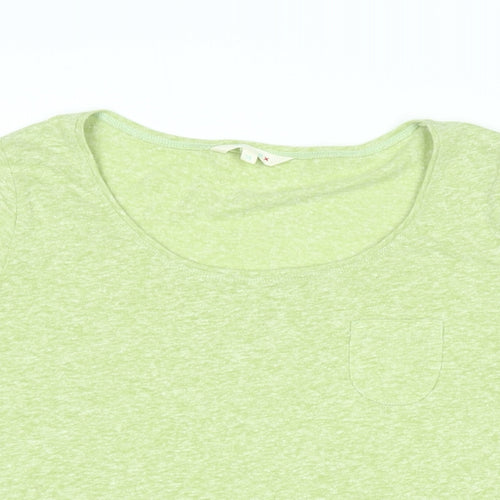 White Stuff Womens Green Polyester Basic T-Shirt Size 14 Round Neck