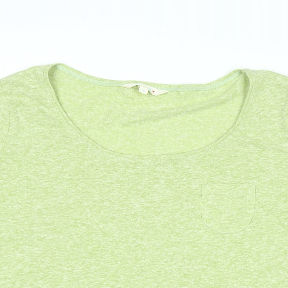 White Stuff Womens Green Polyester Basic T-Shirt Size 14 Round Neck