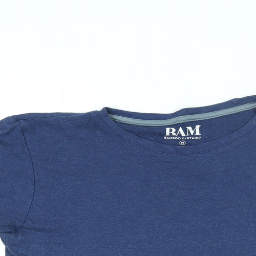 Bamboo Clothing Womens Blue Viscose Basic T-Shirt Size M Round Neck