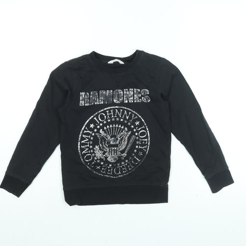 Ramones Boys Black Cotton Pullover Sweatshirt Size 7-8 Years Pullover - Ramones Logo