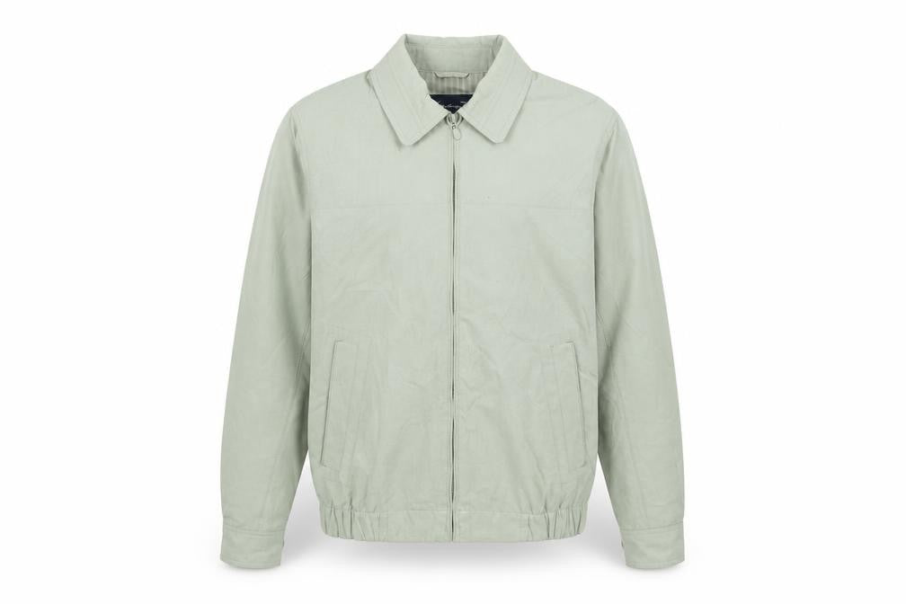 Front view of Weatherguard men’s green jacket, size S, zip