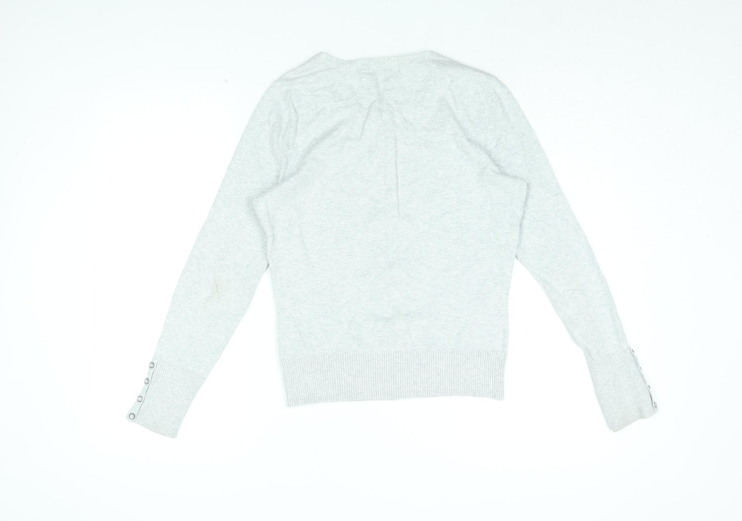 Red Herring Womens Grey Round Neck Cotton Cardigan Jumper Size 10