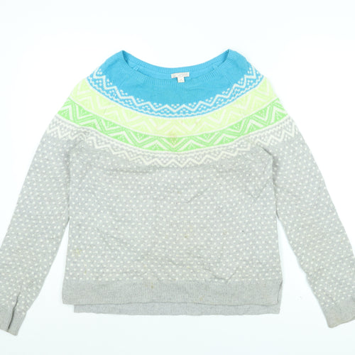 Gap Womens Grey Round Neck Polka Dot Cotton Pullover Jumper Size M