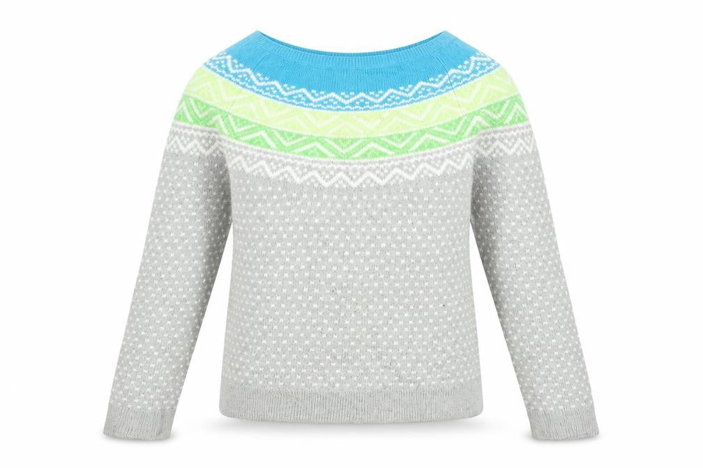Front view of Gap women’s grey round neck polka dot cotton jumper, size M