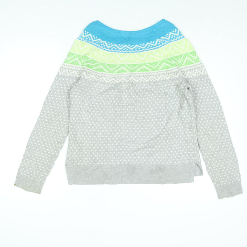Gap Womens Grey Round Neck Polka Dot Cotton Pullover Jumper Size M
