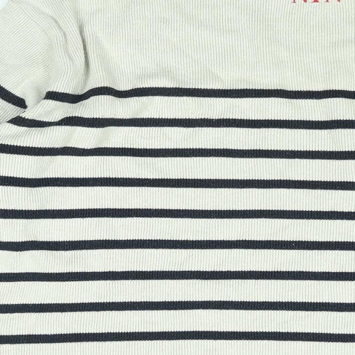 Normal Norfolk Womens Ivory Boat Neck Striped Cotton Pullover Jumper Size L