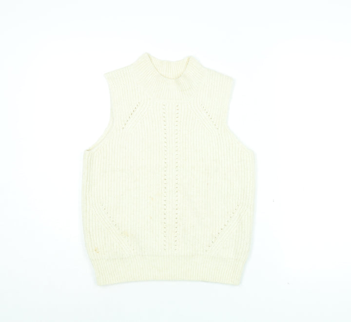 Scotch & Soda Womens White Round Neck Acrylic Pullover Jumper Size 12