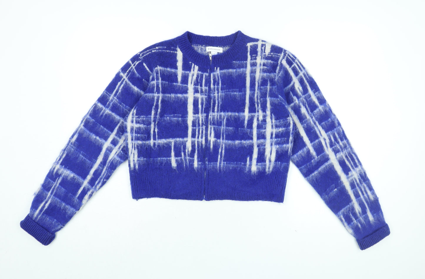 Warehouse Womens Blue Geometric Jacket Size M Zip