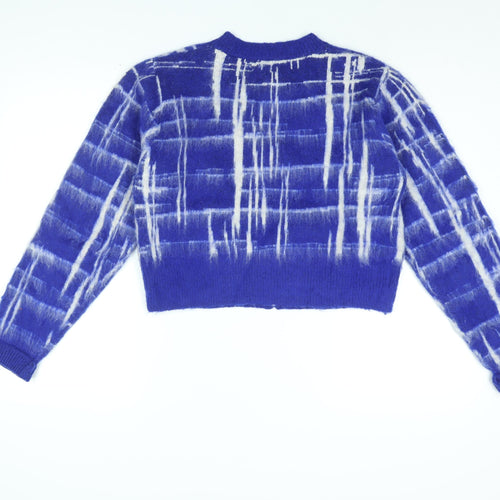 Warehouse Womens Blue Geometric Jacket Size M Zip