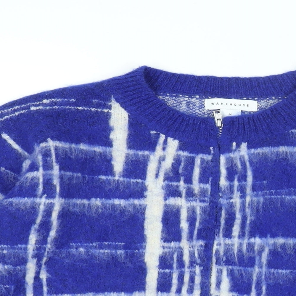 Warehouse Womens Blue Geometric Jacket Size M Zip