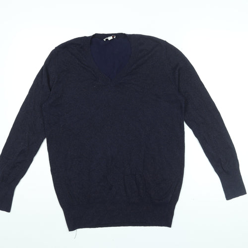 Gap Womens Blue V-Neck Cotton Pullover Jumper Size M
