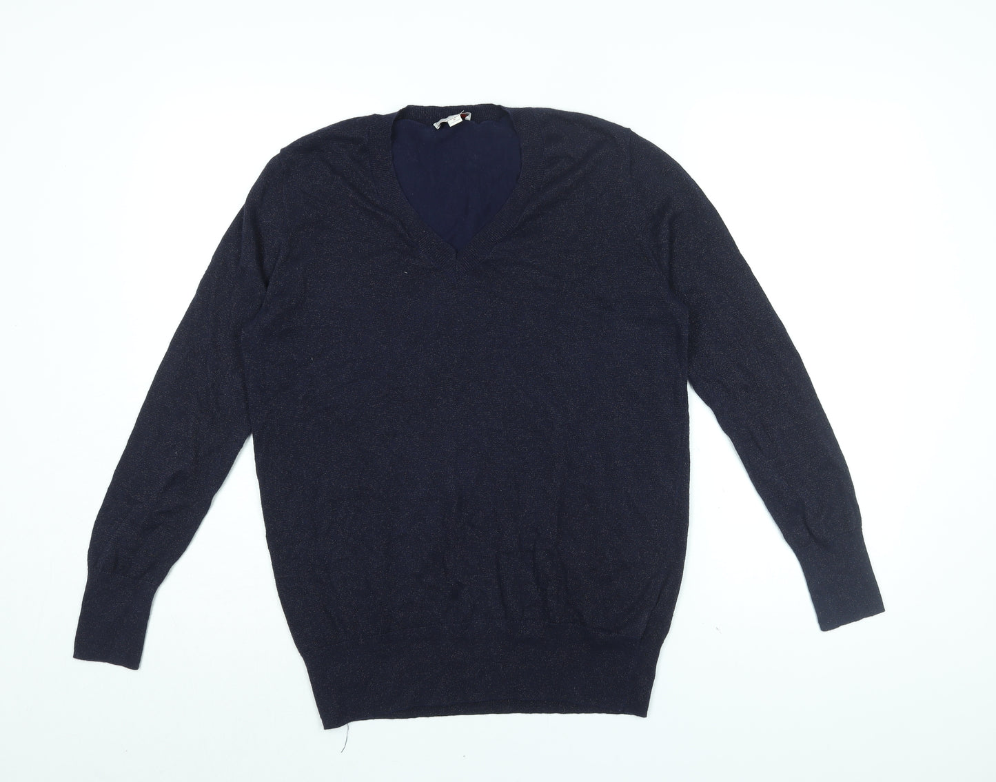Gap Womens Blue V-Neck Cotton Pullover Jumper Size M