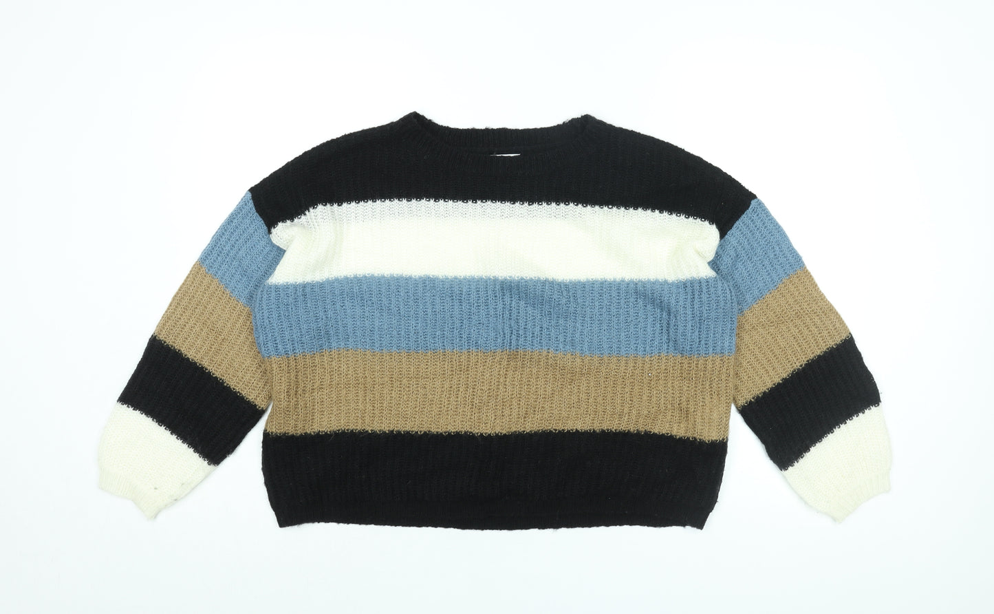 JDY Womens Multicoloured Round Neck Striped Acrylic Pullover Jumper Size L