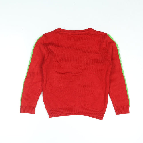 Marvel Boys Red Round Neck Acrylic Pullover Jumper Size 7-8 Years Pullover - The Hulk, Christmas Jumper