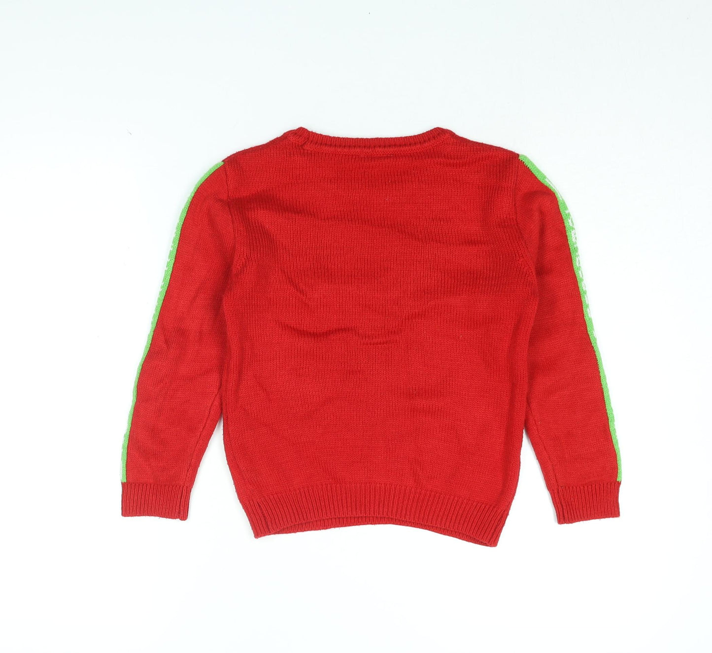 Marvel Boys Red Round Neck Acrylic Pullover Jumper Size 7-8 Years Pullover - The Hulk, Christmas Jumper