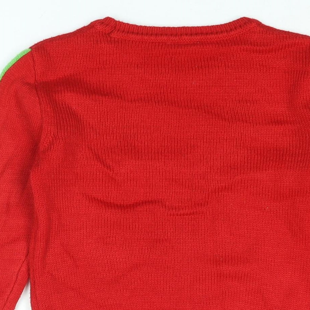 Marvel Boys Red Round Neck Acrylic Pullover Jumper Size 7-8 Years Pullover - The Hulk, Christmas Jumper