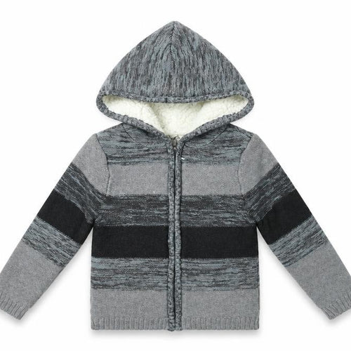 E Of M Boys Grey Striped Cotton Full Zip Hoodie Size 4-5 Years Zip