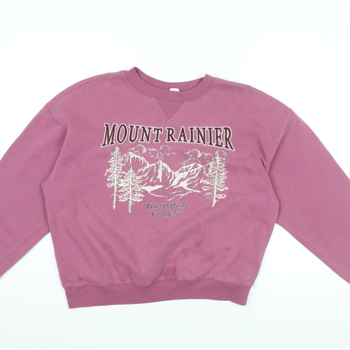 H&M Womens Pink Cotton Pullover Sweatshirt Size S Pullover - Mount Rainier National Forest