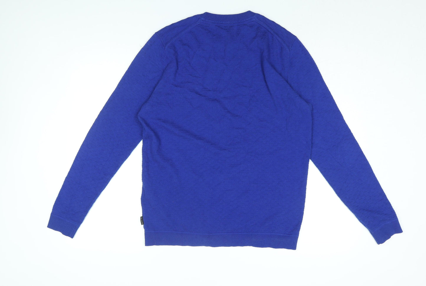 Ted Baker Mens Blue Round Neck Cotton Pullover Jumper Size L Long Sleeve