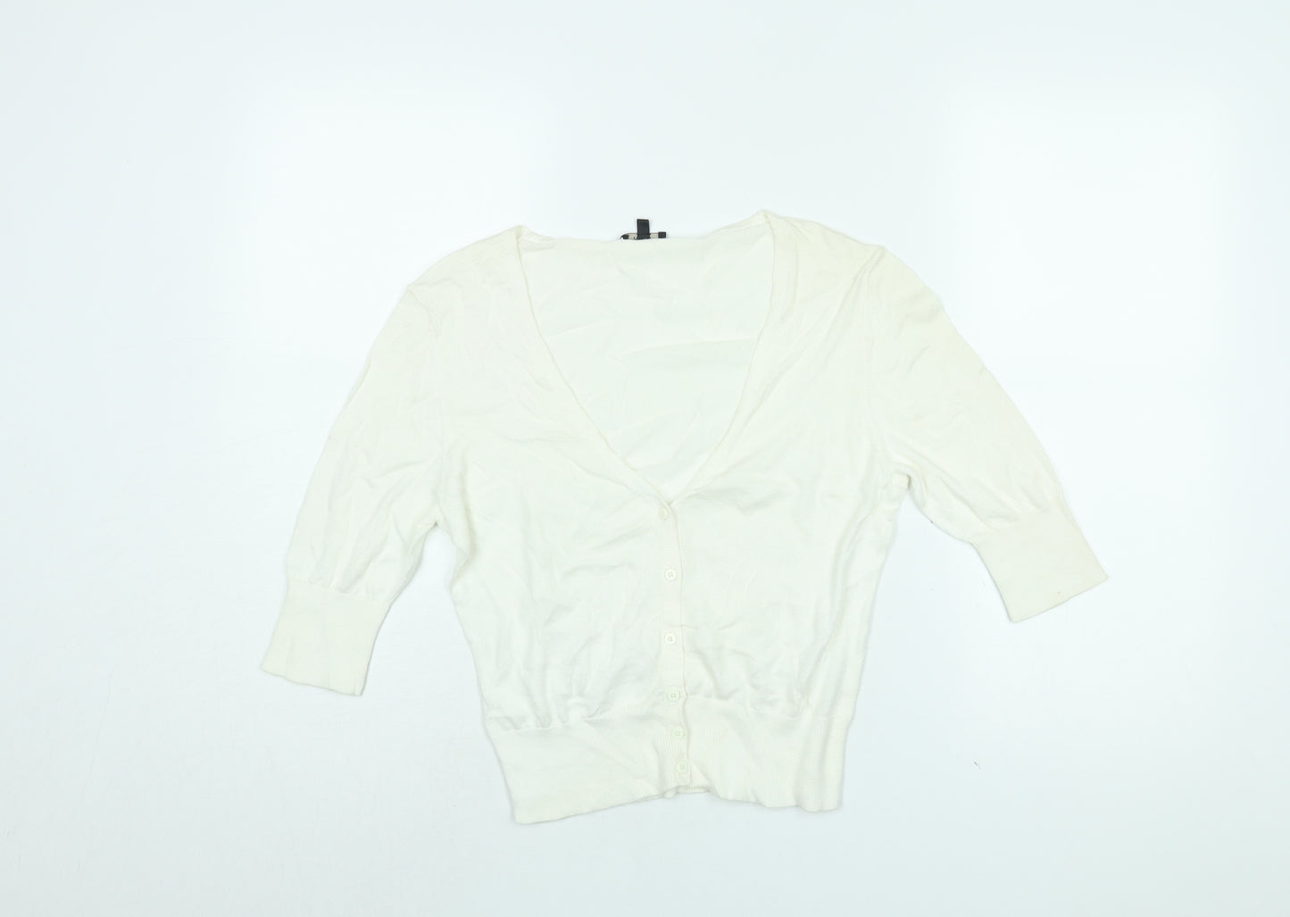 Hobbs Womens White V-Neck Cotton Cardigan Jumper Size 12