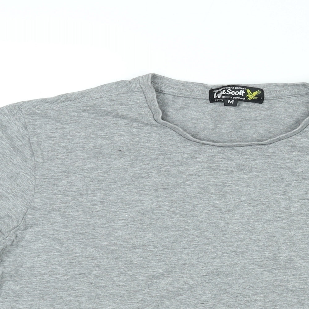 Lyle & Scott Mens Grey Cotton T-Shirt Size M Round Neck