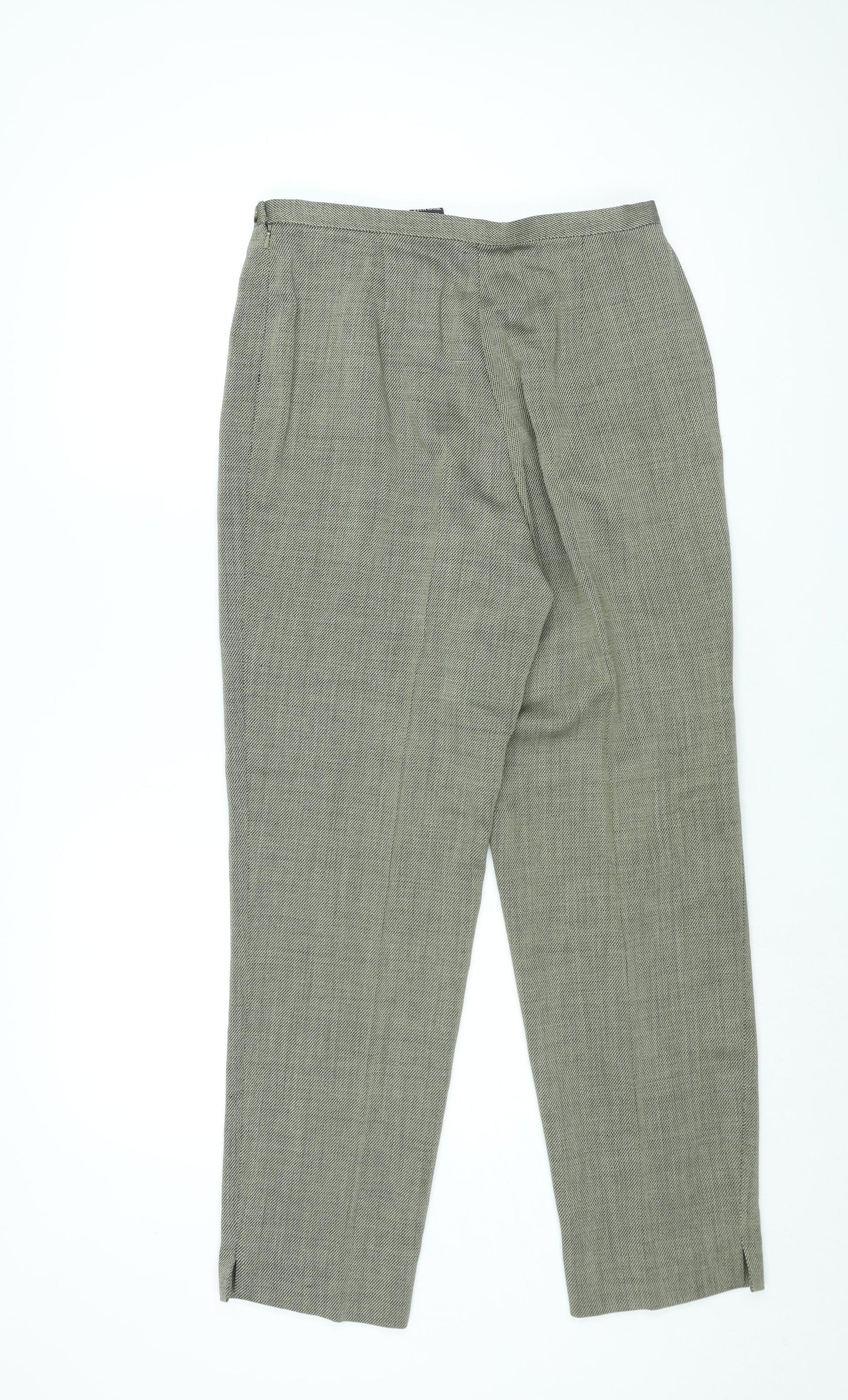 Principles Womens Brown Wool Trousers Size 14 L29.5 in Regular Zip